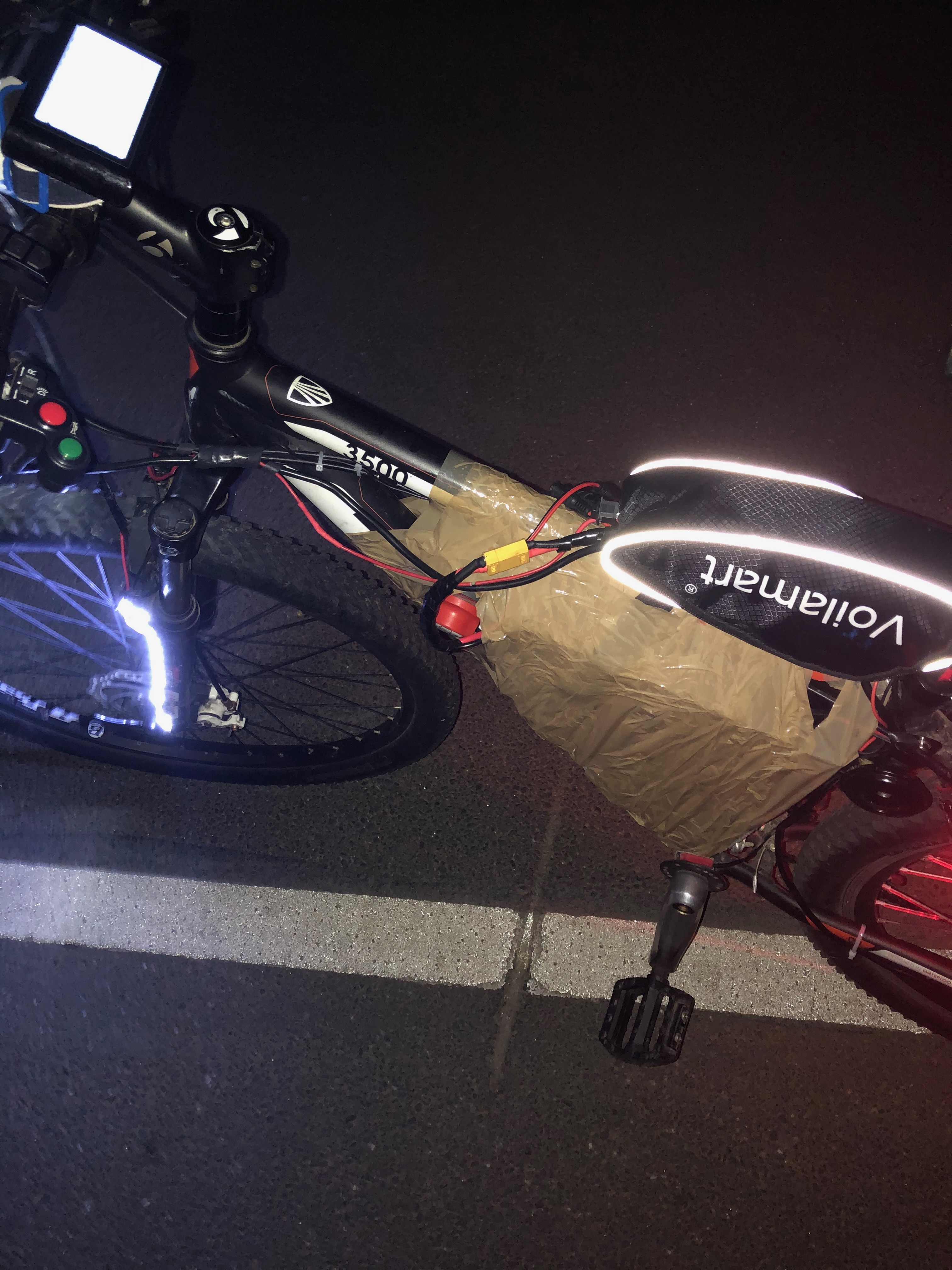 Electric bike lighting and controls during night testing